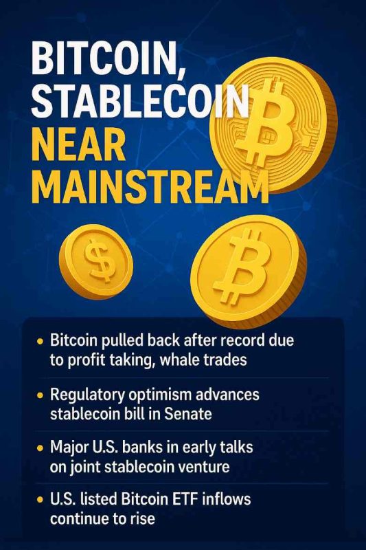 Bitcoin Koreksi Tipis Usai Cetak Rekor, Stablecoin Makin Dekati Arus Utama